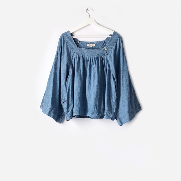 denim peasant blouse